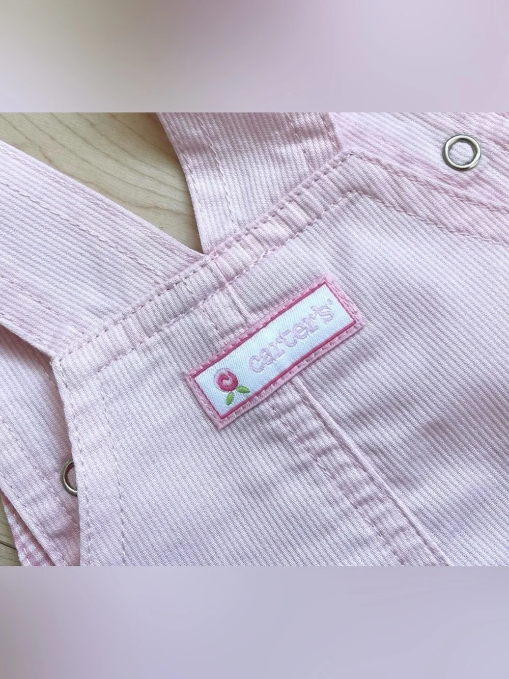 VTG Carter’s Baby Girls Easter Flower Embroidered Check Overalls in Pink 3-6M